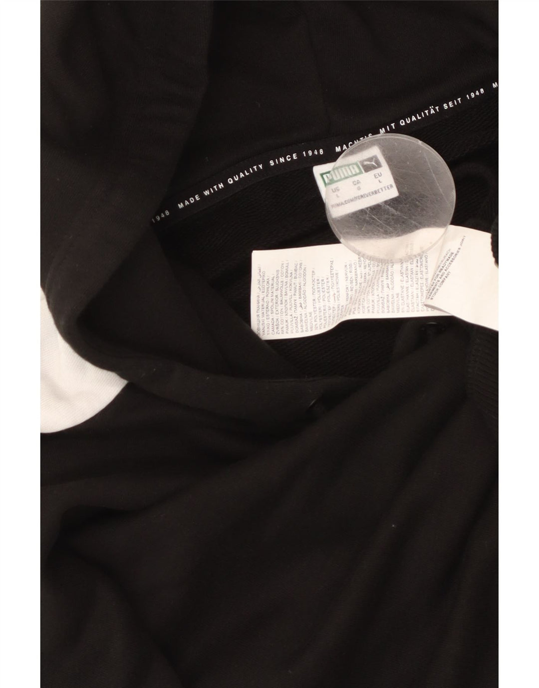 PUMA hættetrøjetrøje til kvinder i overstørrelse UK 16 Stor sort farveblok