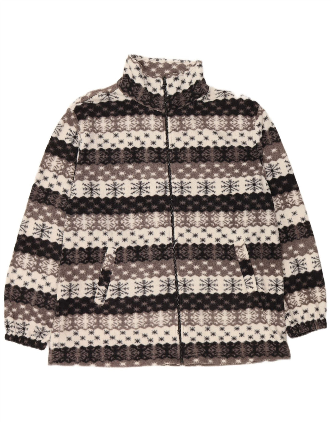 VINTAGE Fleecejakke til mænd UK 44 2XL Grå Fair Isle