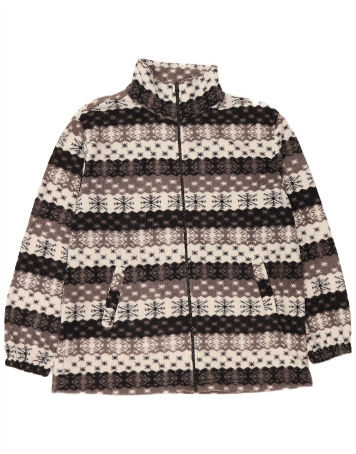 VINTAGE Fleecejakke til mænd UK 44 2XL Grå Fair Isle