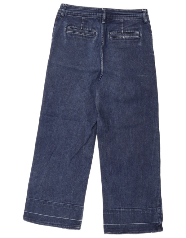Fedt ansigt kvinders brede ben cropped jeans UK 10 Small W30 L24 marineblå bomuld