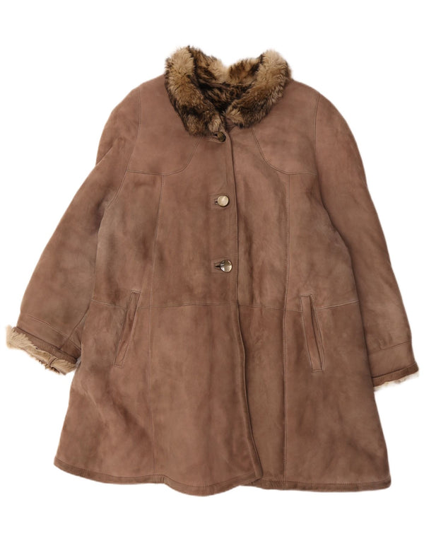 Vintage Dame Shearling Coat UK 18 XL Brun