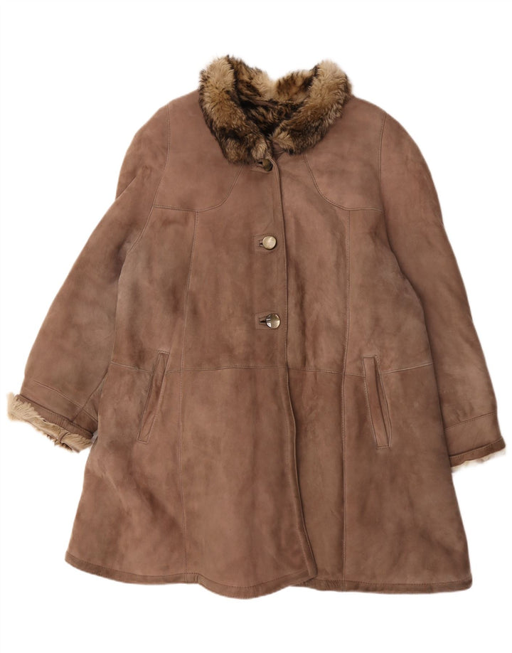 Vintage Dame Shearling Coat UK 18 XL Brun