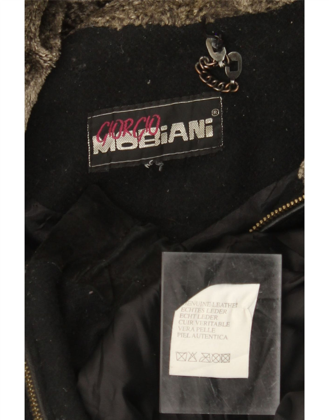 GIORGIO MOBIANI Herre hættejakke i ruskind UK 44 2XL sort læder