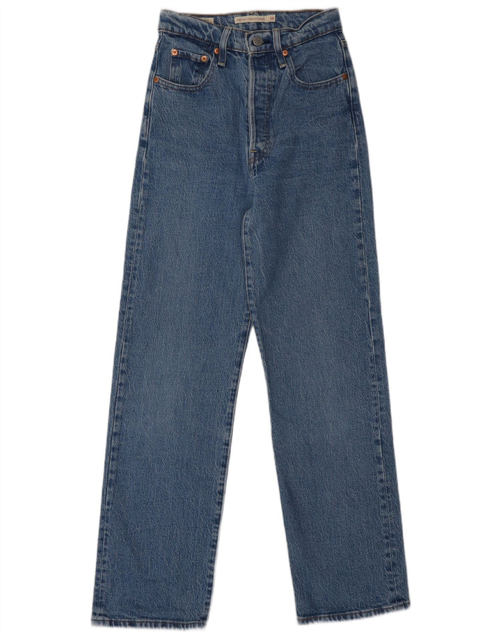 LEVI'S Dame Ribcage Straight Jeans W24 L28 Blå Bomuld