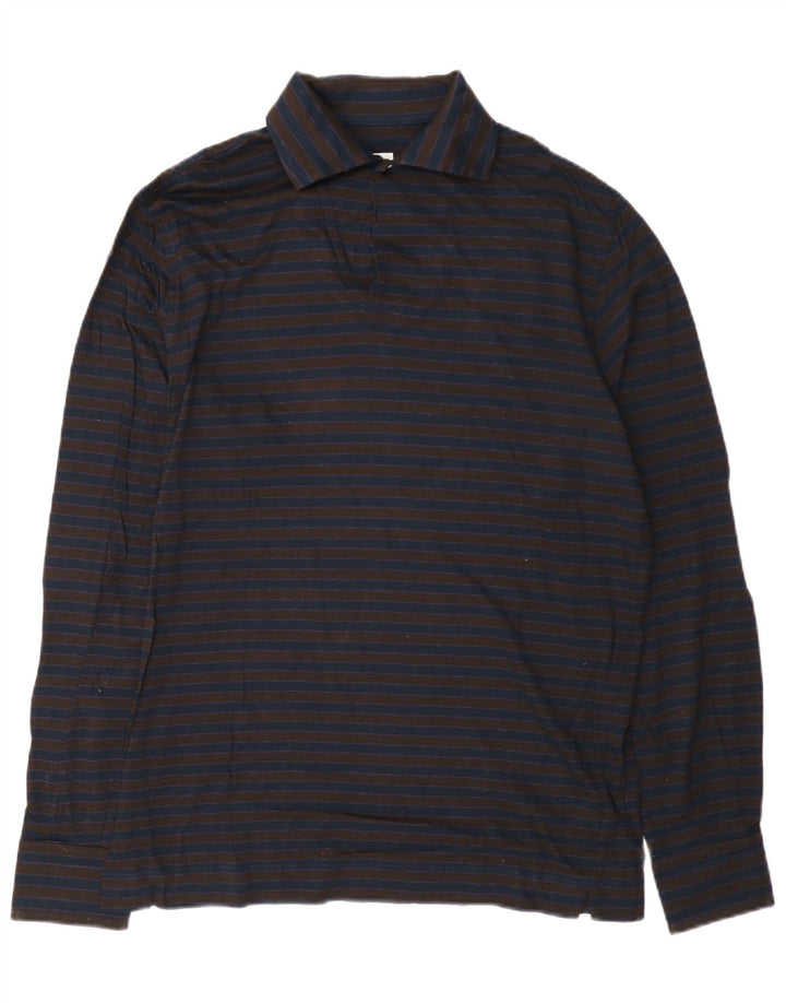 Danolis Herre Pullover Shirt Medium Navyblå Stribet bomuld