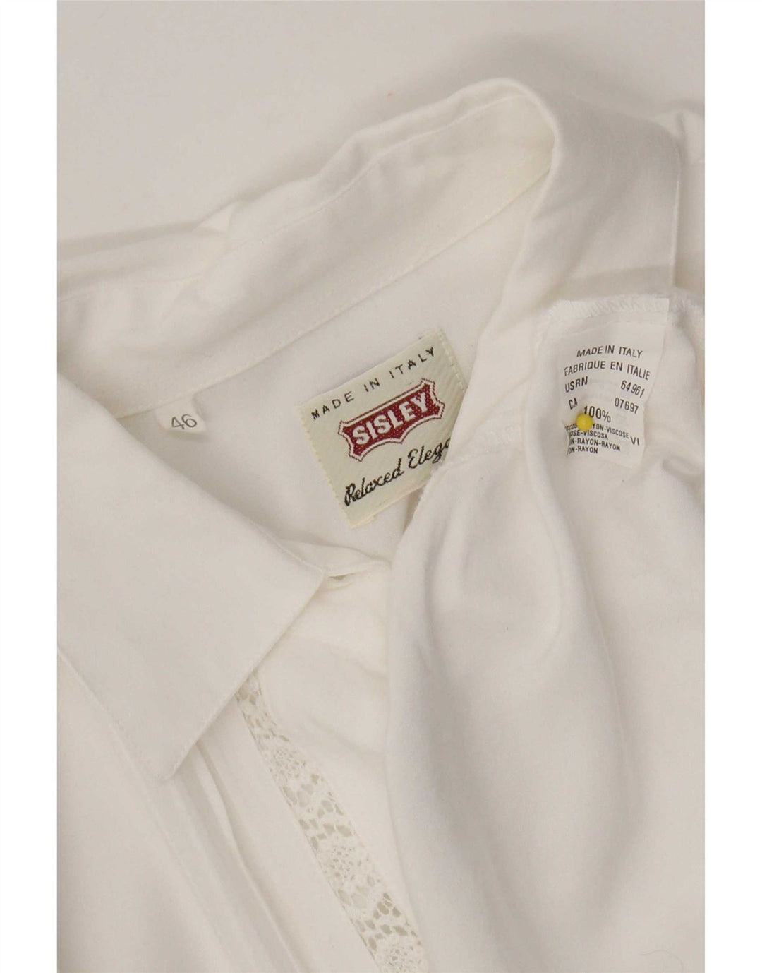 Sisley Dameskjorte IT 46 Large White Floral Viscose