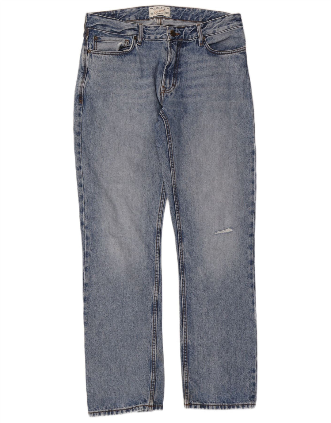 Fat Face Herre Distressed Straight Jeans W30 L34 Blå Bomuld