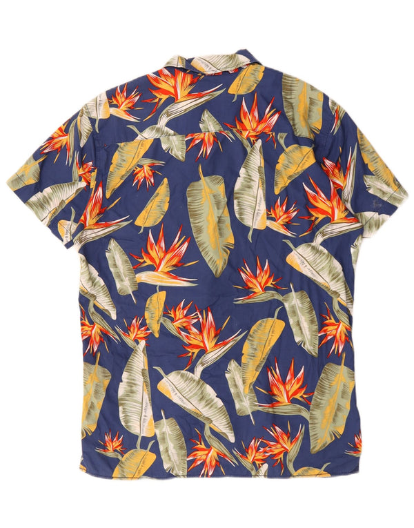 Jack & Jones Kortærmet Herreskjorte Medium Blue Floral Bomuld Hawaiian