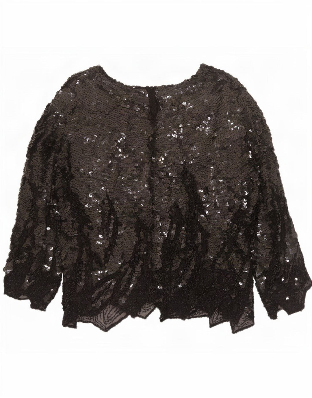 Vintage Dame Langærmet Bluse Top UK 16 Large Black Flecked