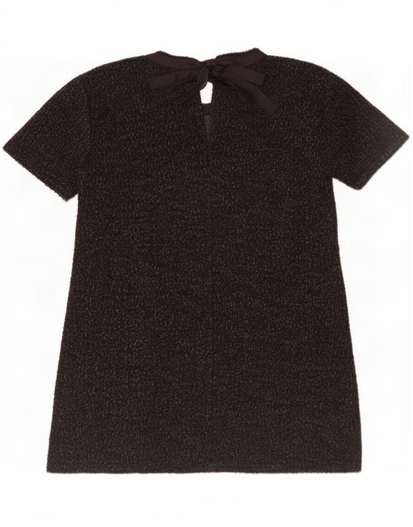 Zara Womens Basic Dress UK 14 Medium Black Flecked Bomuld