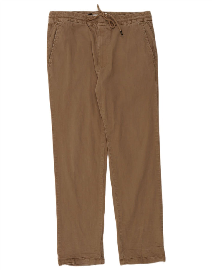 Marks & Spencer Herre Regular Fit Straight Chino Bukser Små brune bomuld