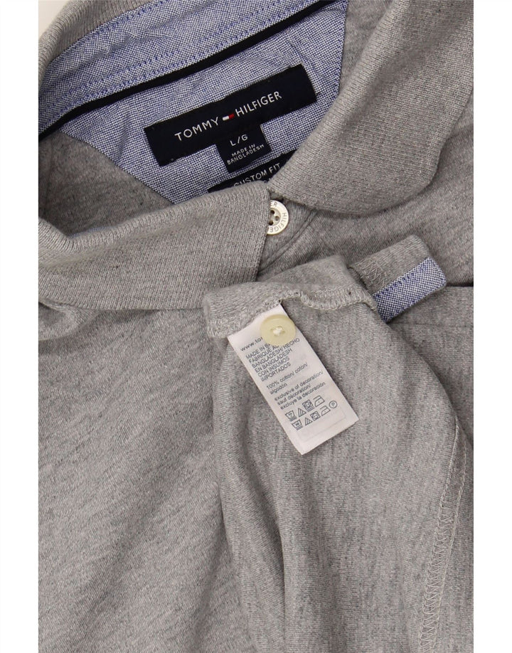 TOMMY HILFIGER Mens Custom Fit Polo Shirt Large Grey Cotton Vintage Tommy Hilfiger and Second-Hand Tommy Hilfiger from Messina Hembry 