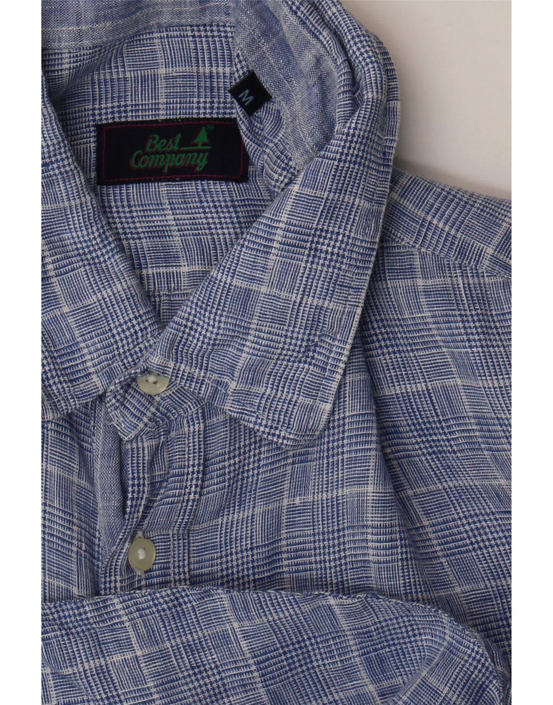 Bedste firma Kortærmet Herreskjorte Medium Blue Houndstooth