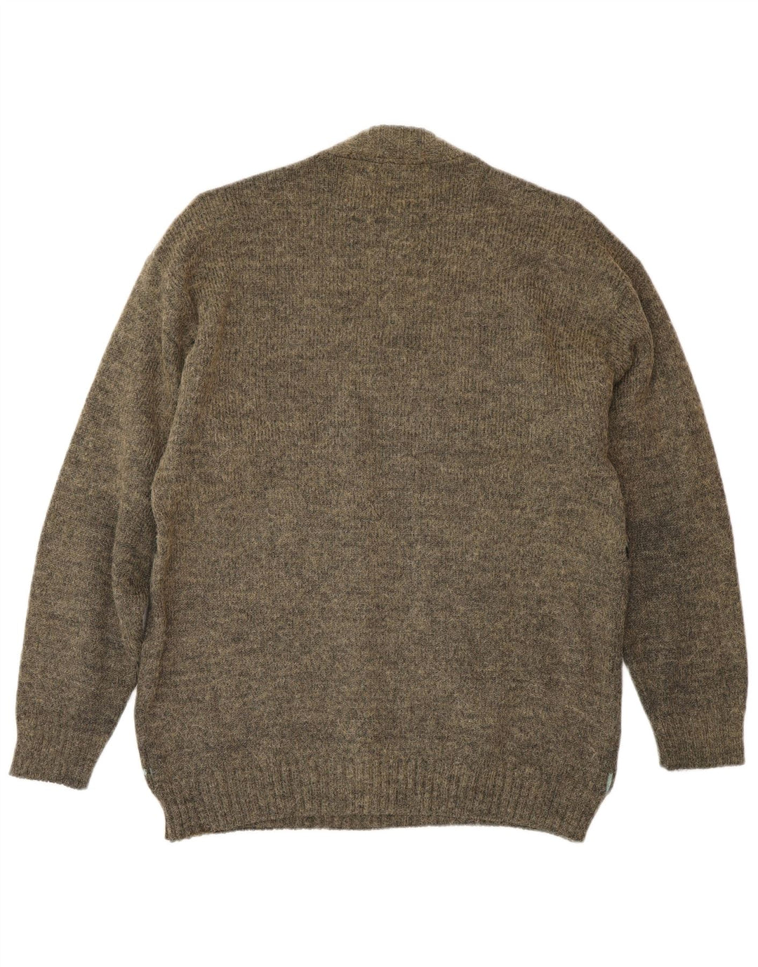 Vintage sweater med rund hals til mænd Medium Khaki Fair Isle