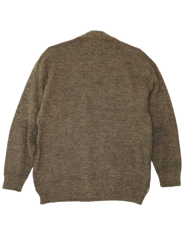 Vintage sweater med rund hals til mænd Medium Khaki Fair Isle