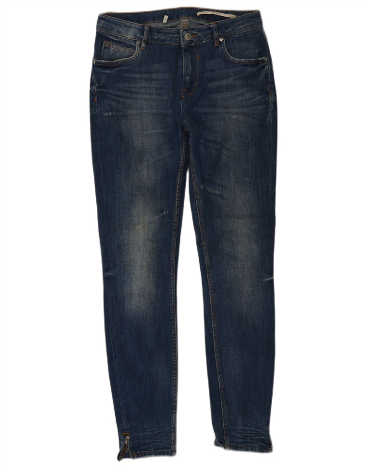 Zara Dame Mid Rise Slim Jeans W26 L29 Blå Bomuld