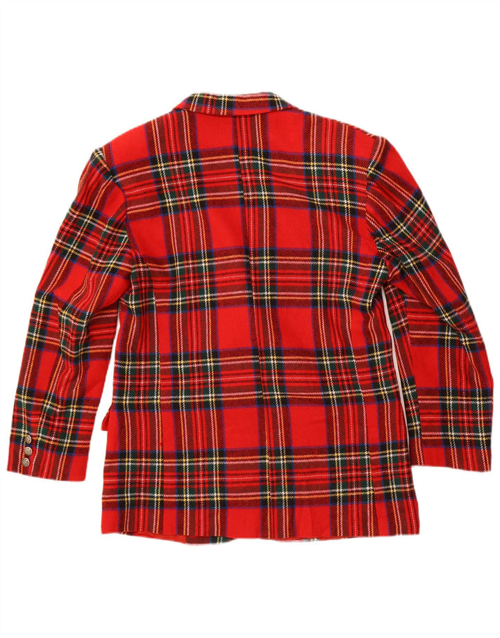 Vintage dame 2-knaps blazerjakke IT 44 Medium rød ternet uld