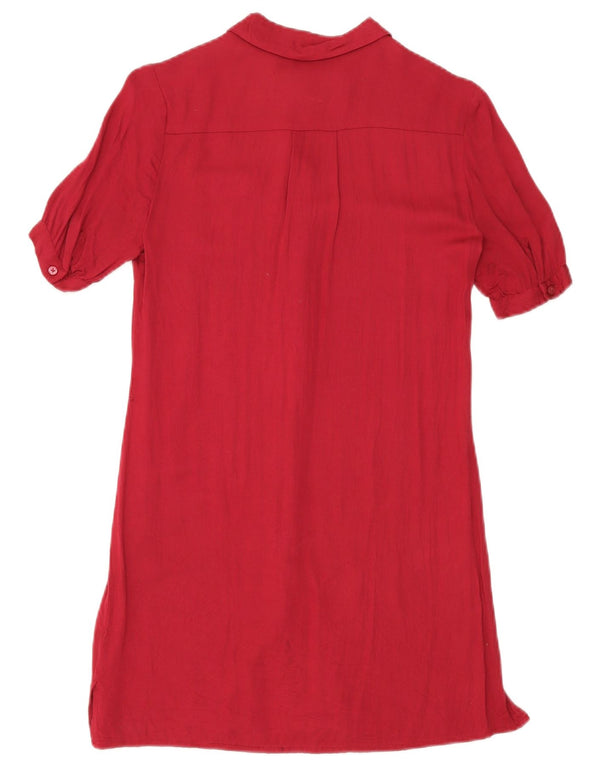 Jack Wills Womens Short Sleeves Shirt Dress UK 8 Small Burgundy Viscose