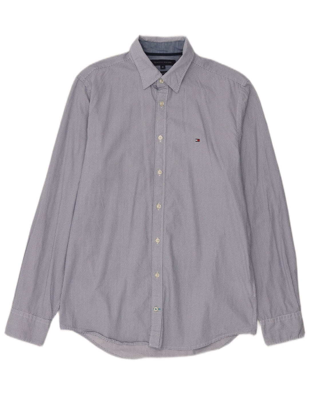 Tommy Hilfiger Herre Regular Fit skjorte Medium Blue Spotted Bomuld