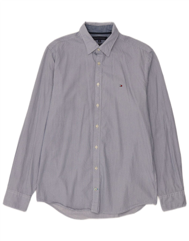 Tommy Hilfiger Herre Regular Fit skjorte Medium Blue Spotted Bomuld