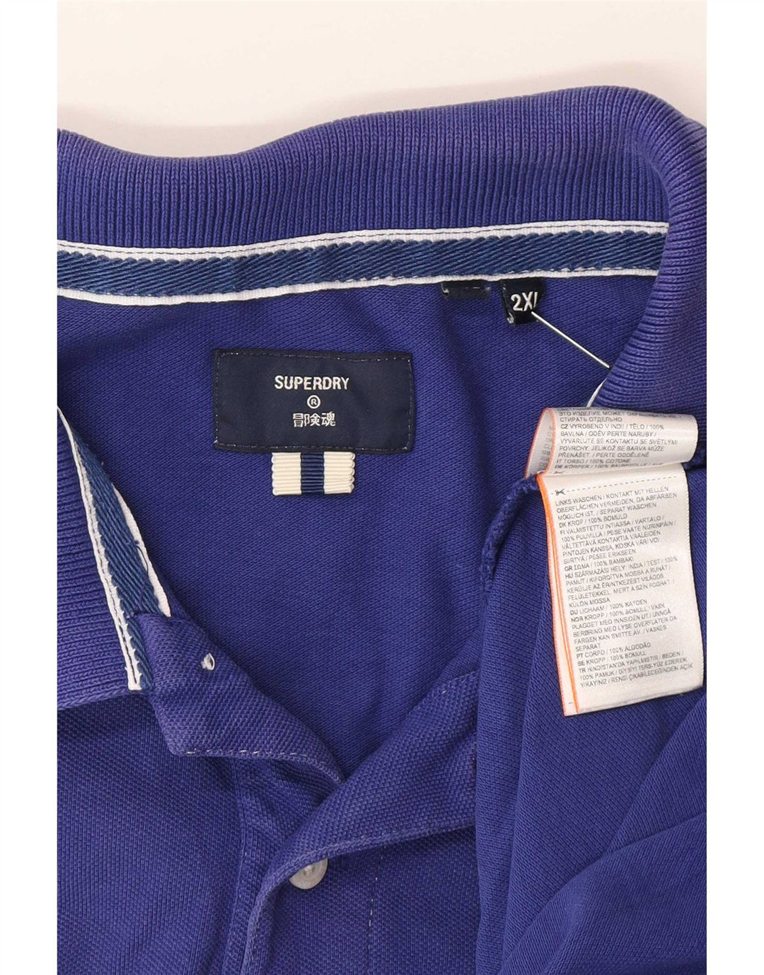 Superdry herre poloshirt 2XL blå bomuld