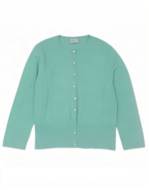 Oasis dame cardigan sweater med 3/4 ærmer UK 14 medium turkis bomuld
