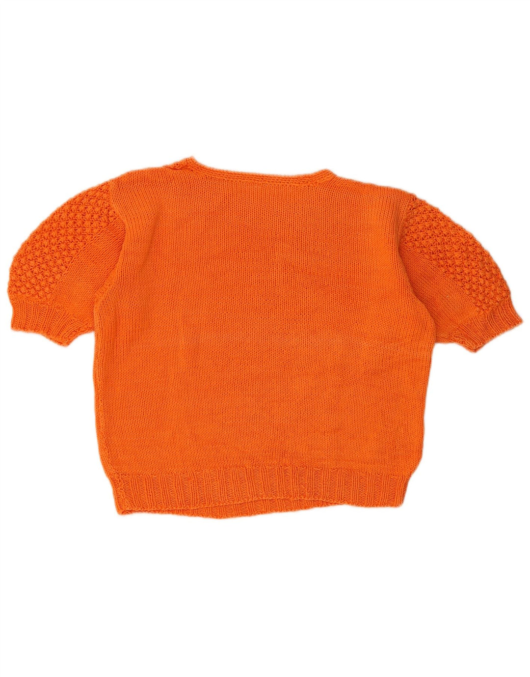 Vintage Dame Crop Crew Neck Jumper Sweater UK 14 Medium Orange