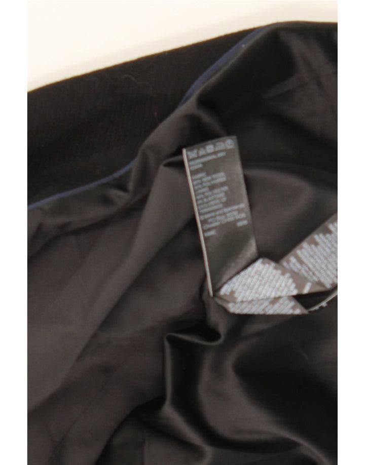 Marks & Spencer Dame Dobbeltradet Frakke UK 14 Medium Sort Uld