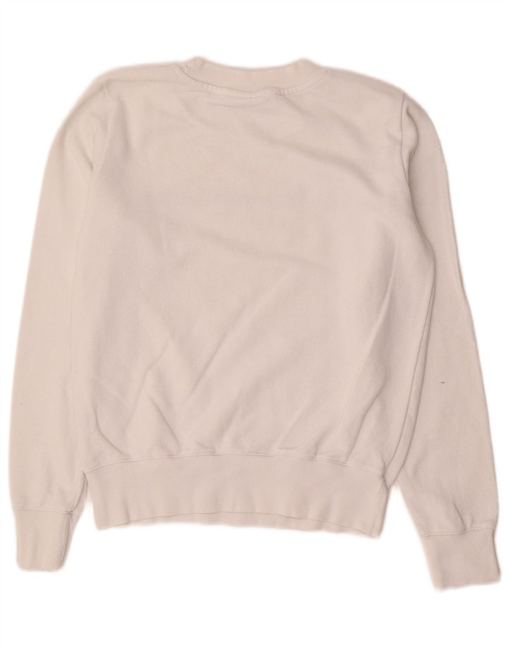 Champion Dame Grafisk Sweatshirt Jumper UK 10 Small White Bomuld