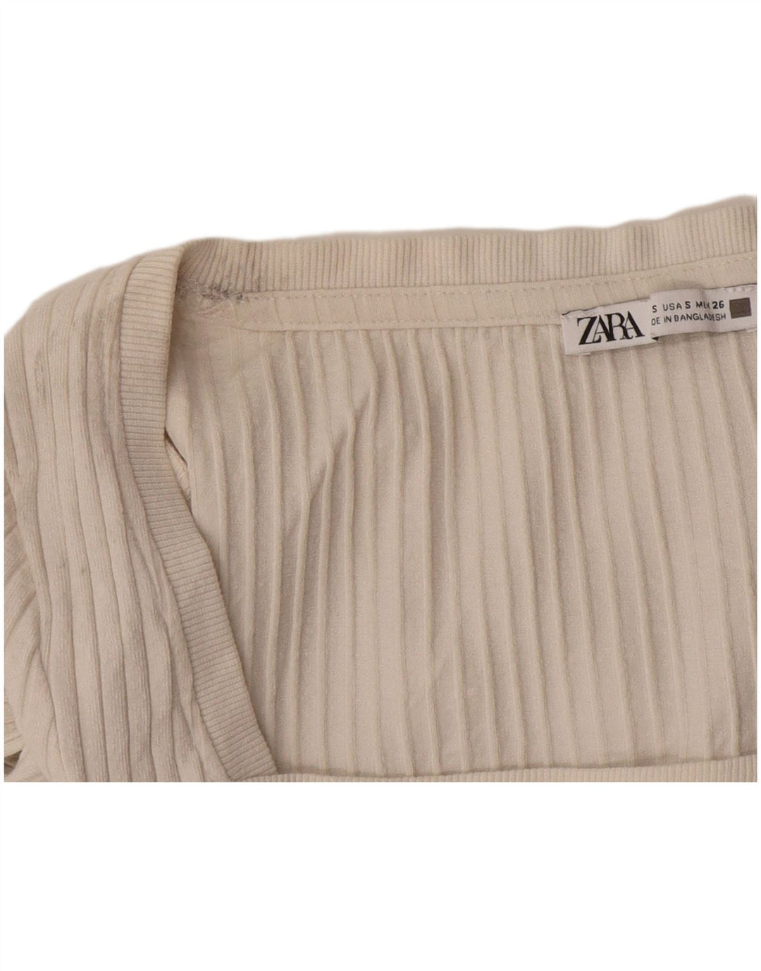 Zara Womens Crop Top Langærmet UK 10 Small Beige
