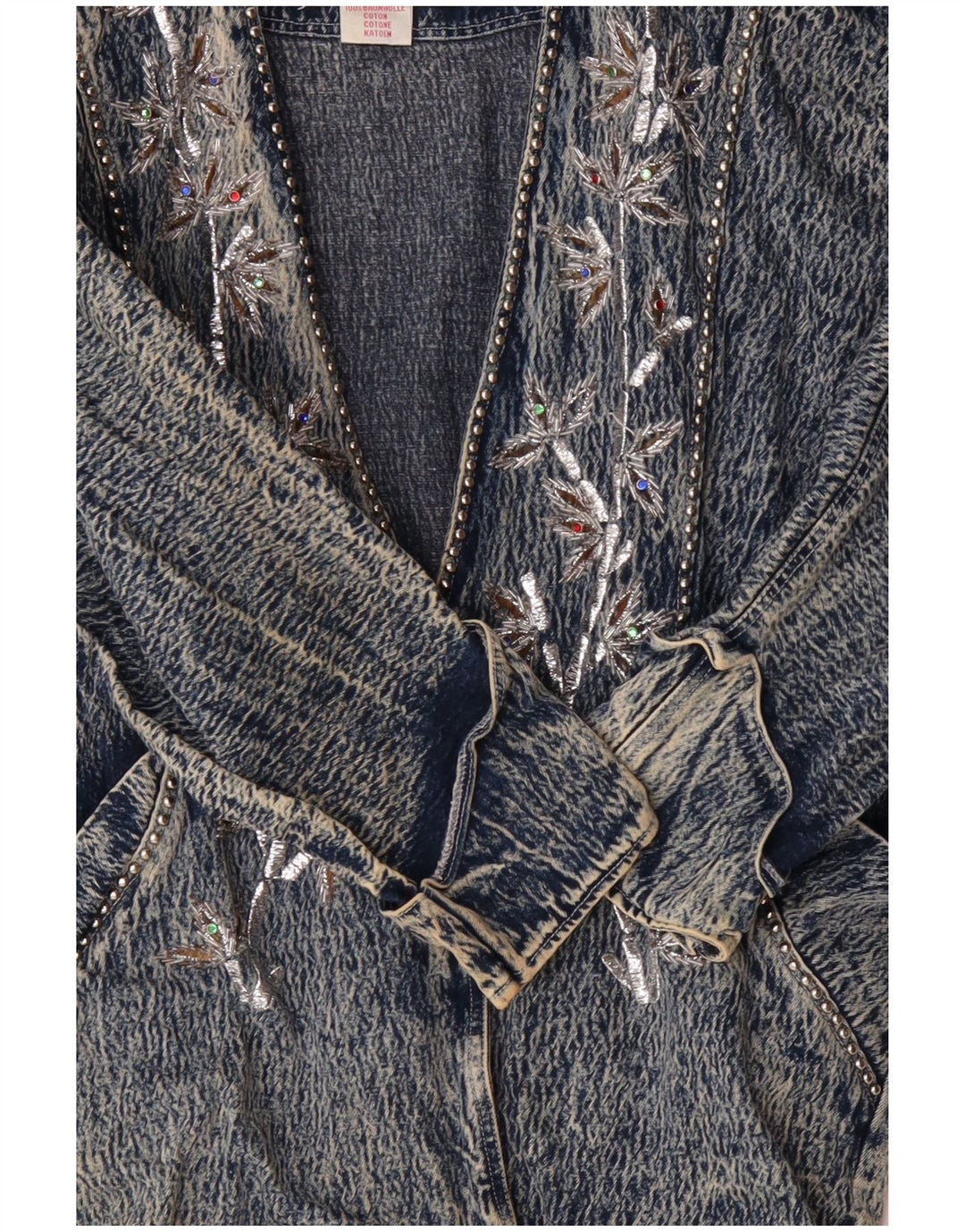 JAZZINO Dame 3/4 ærmet oversized denimjakke UK 18 XL Blue Floral