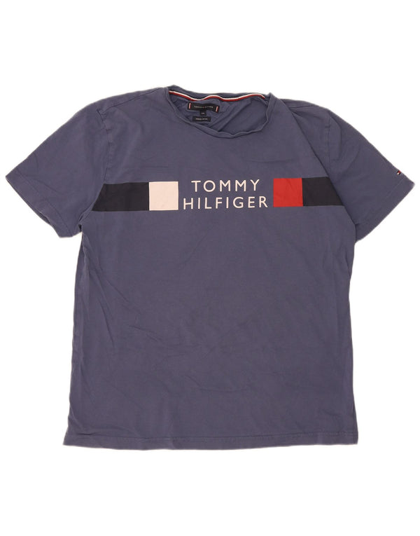 Tommy Hilfiger Herre grafisk T-shirt Top 2XL Marineblå Colourblock Bomuld