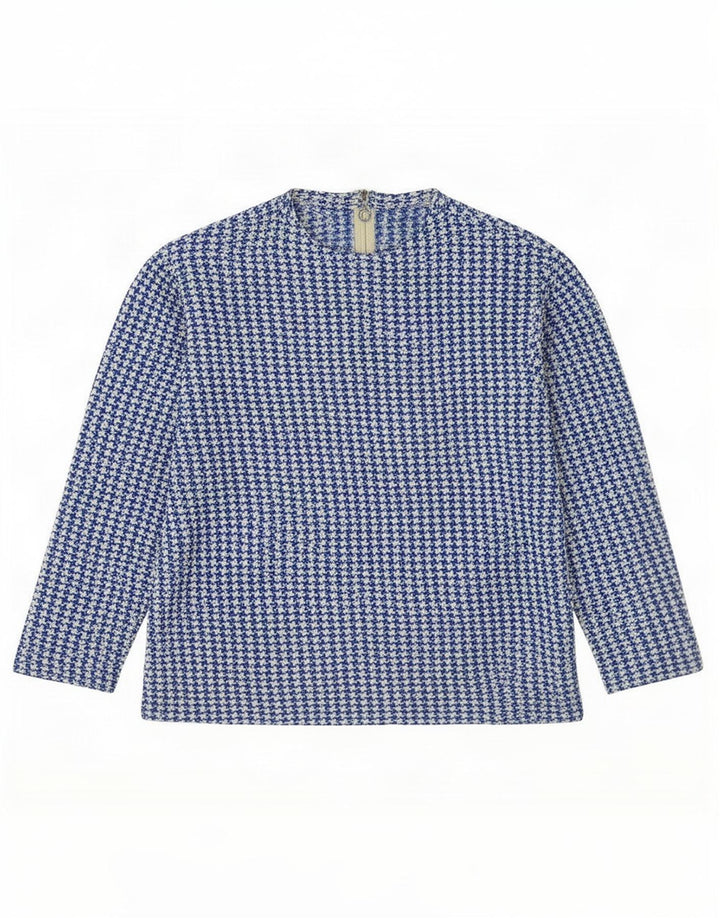 Vintage damebluse med 3/4 ærmer IT 46, stor blå tøfler