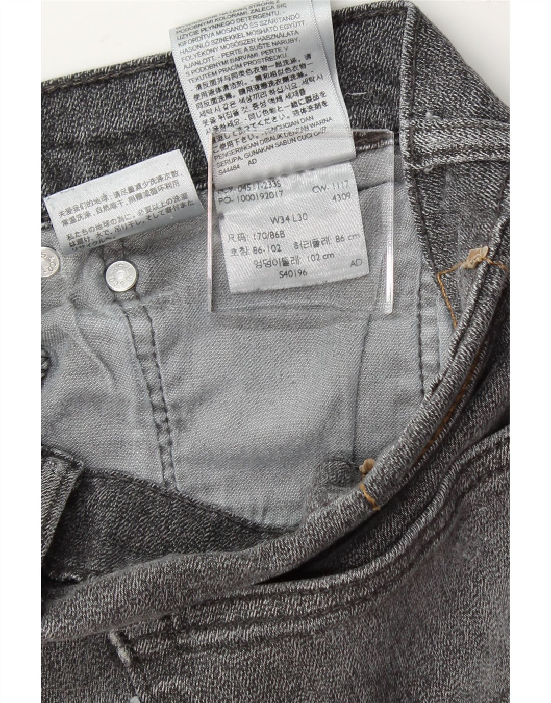 LEVI'S Mens Slim Jeans W34 L30  Grey Cotton Vintage Levi's and Second-Hand Levi's from Messina Hembry 