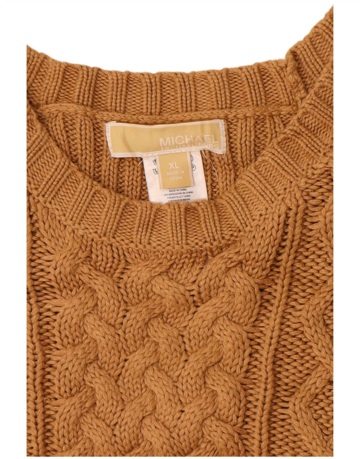 MICHAEL KORS Dame Longline Boat Neck Jumper Sweater UK 18 XL Beige