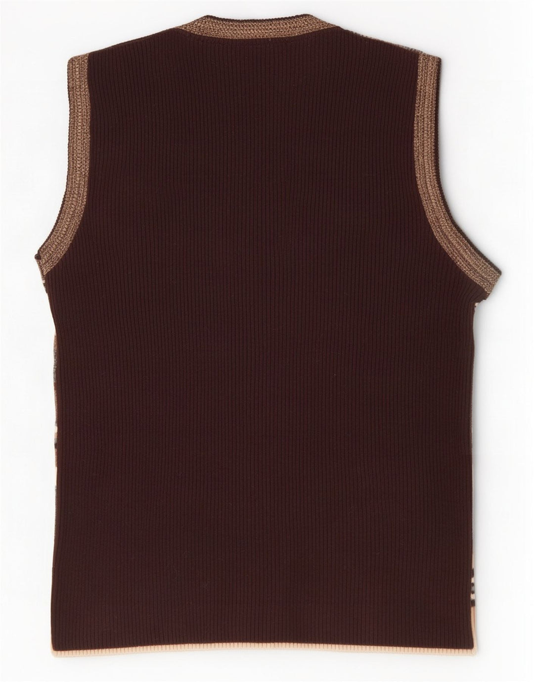 Zara Herre Vest Tank Top Stor brun stribet akryl
