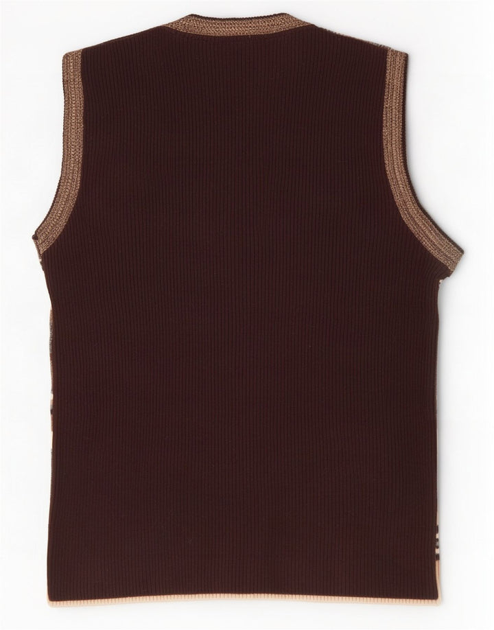 Zara Herre Vest Tank Top Stor brun stribet akryl