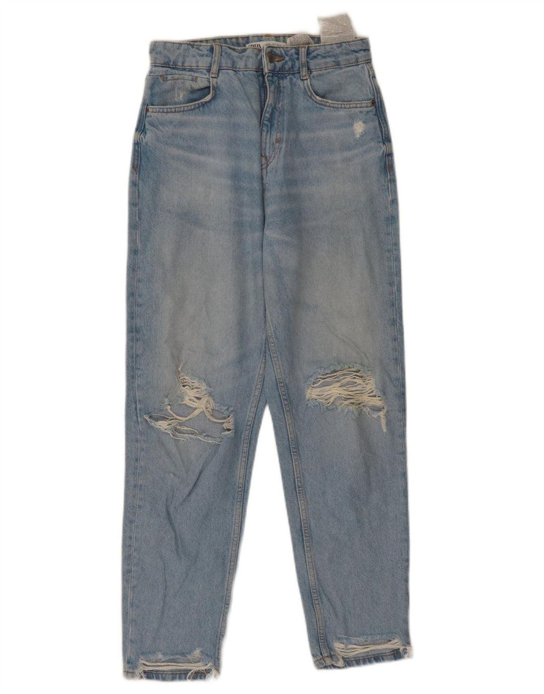 ZARA Dame nødlidende højtaljede koniske jeans EU 36 XS W26 L27 Blå