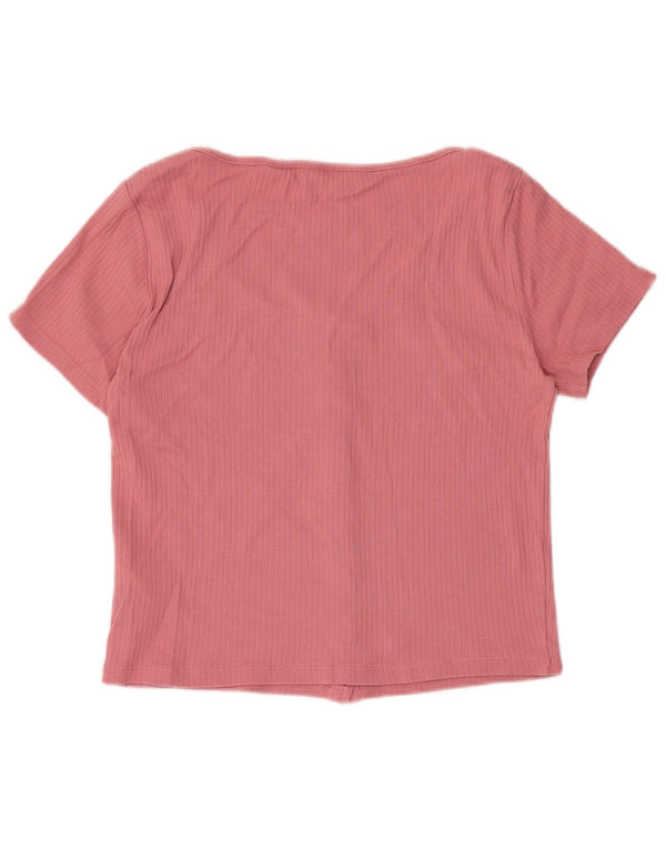 Levi's Womens Crop kortærmet skjortebluse UK 14 Large Pink Bomuld