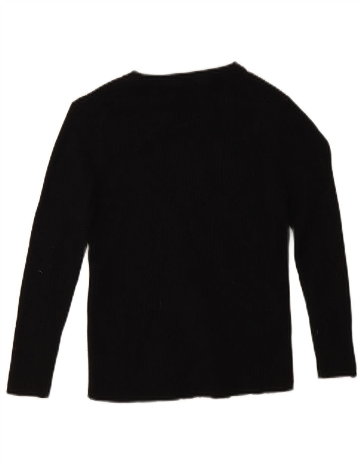 Zara Womens Crop Top 3/4 ærme UK 8 Small Black Viscose
