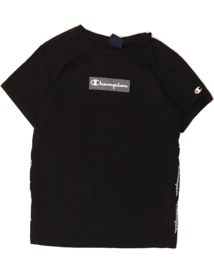 CHAMPION Boys Graphic T-Shirt Top 9-10 Years Medium Black Cotton Vintage Champion and Second-Hand Champion from Messina Hembry 