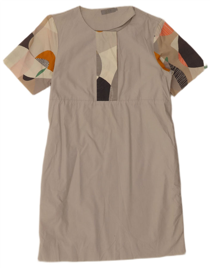 COS Womens Shift Dress EU 36 Small Grå Geometrisk Bomuld