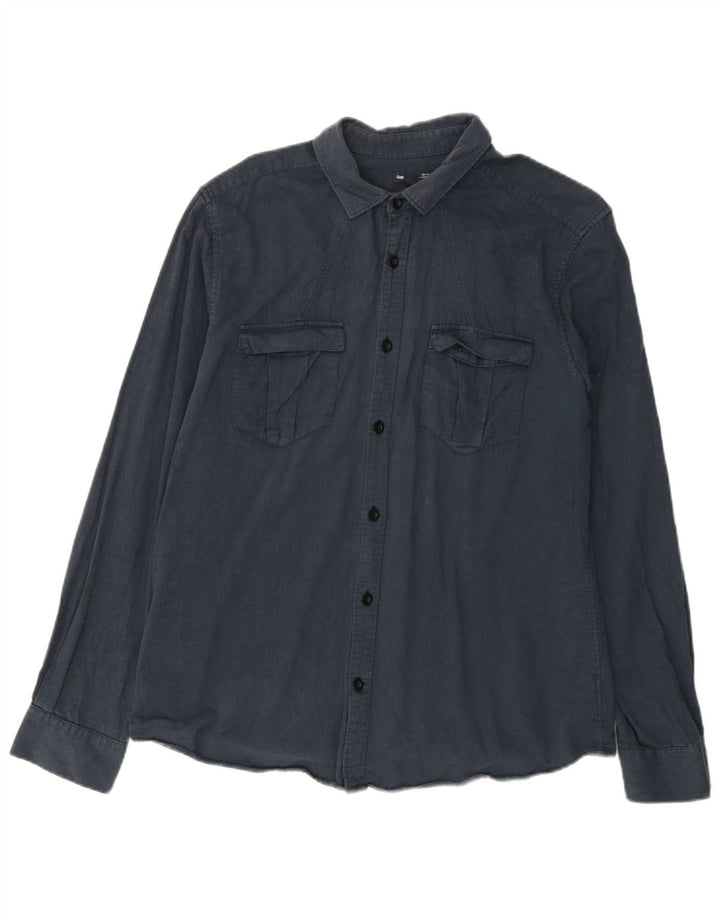 Gap Herre Slim Fit Skjorte Størrelse 16 1/2 Large Navy Blue Cotton