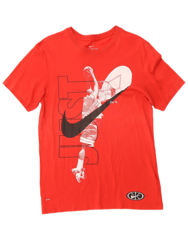 NIKE Mens Dri Fit Graphic T-Shirt Top Small Red Cotton