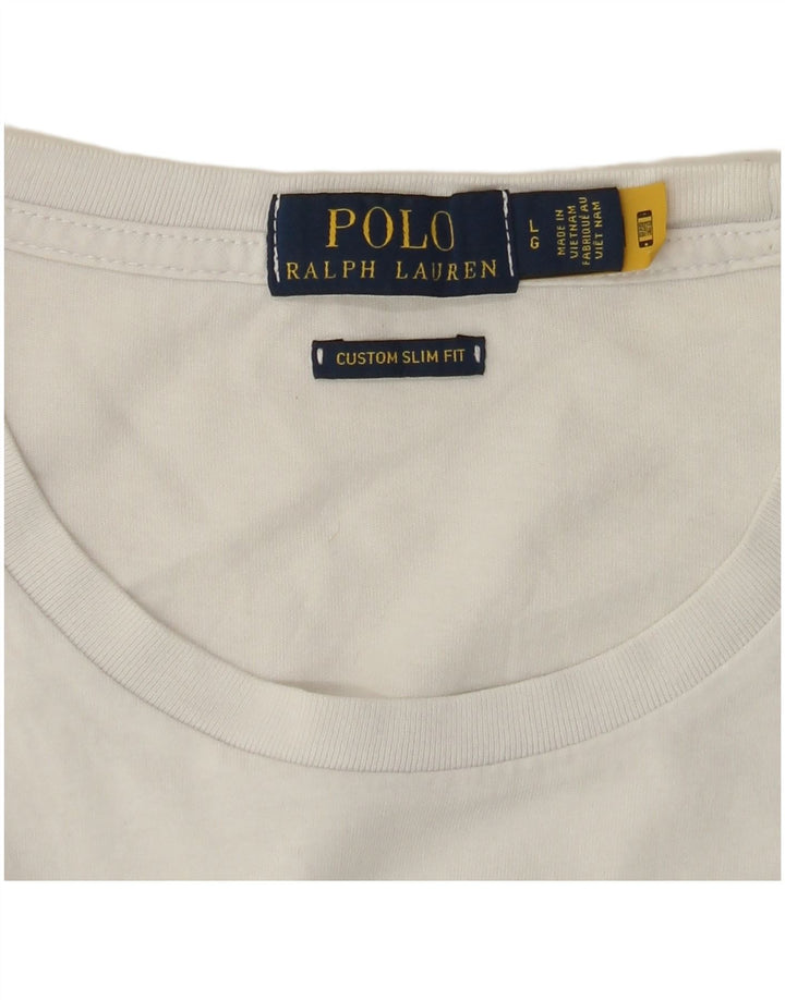 POLO RALPH LAUREN Herre Custom Slim Fit Grafisk T-Shirt Top Stor Hvid