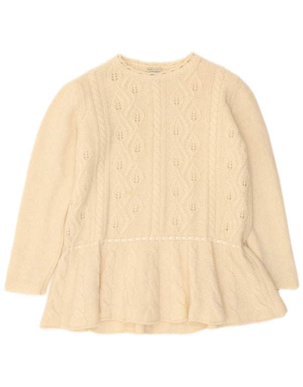 Benetton Dame Boat Neck Jumper Sweater UK 14 Medium Off White