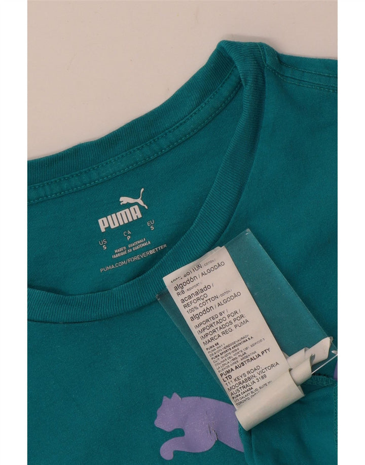 PUMA Grafisk T-shirt top til mænd, lille turkis bomuld