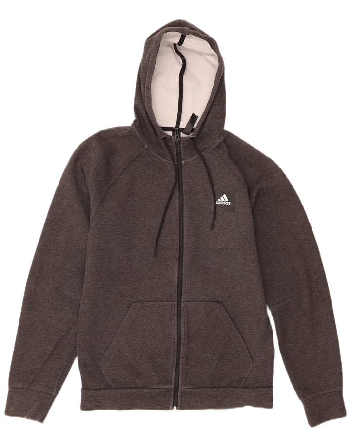 Adidas Hættetrøje med lynlås til mænd, lille grå bomuld