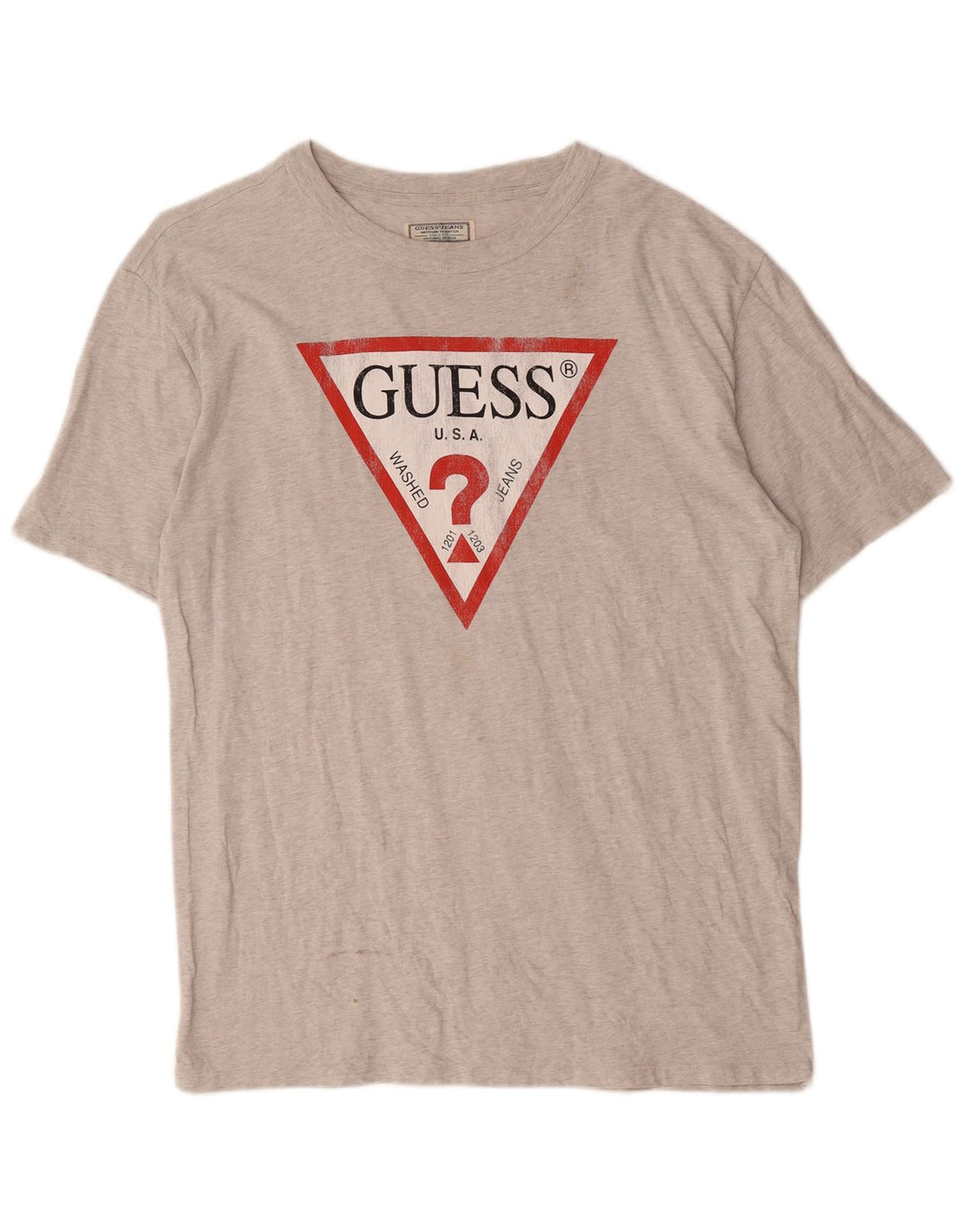 Guess Herre grafisk T-shirt Top Stor grå flækket bomuld