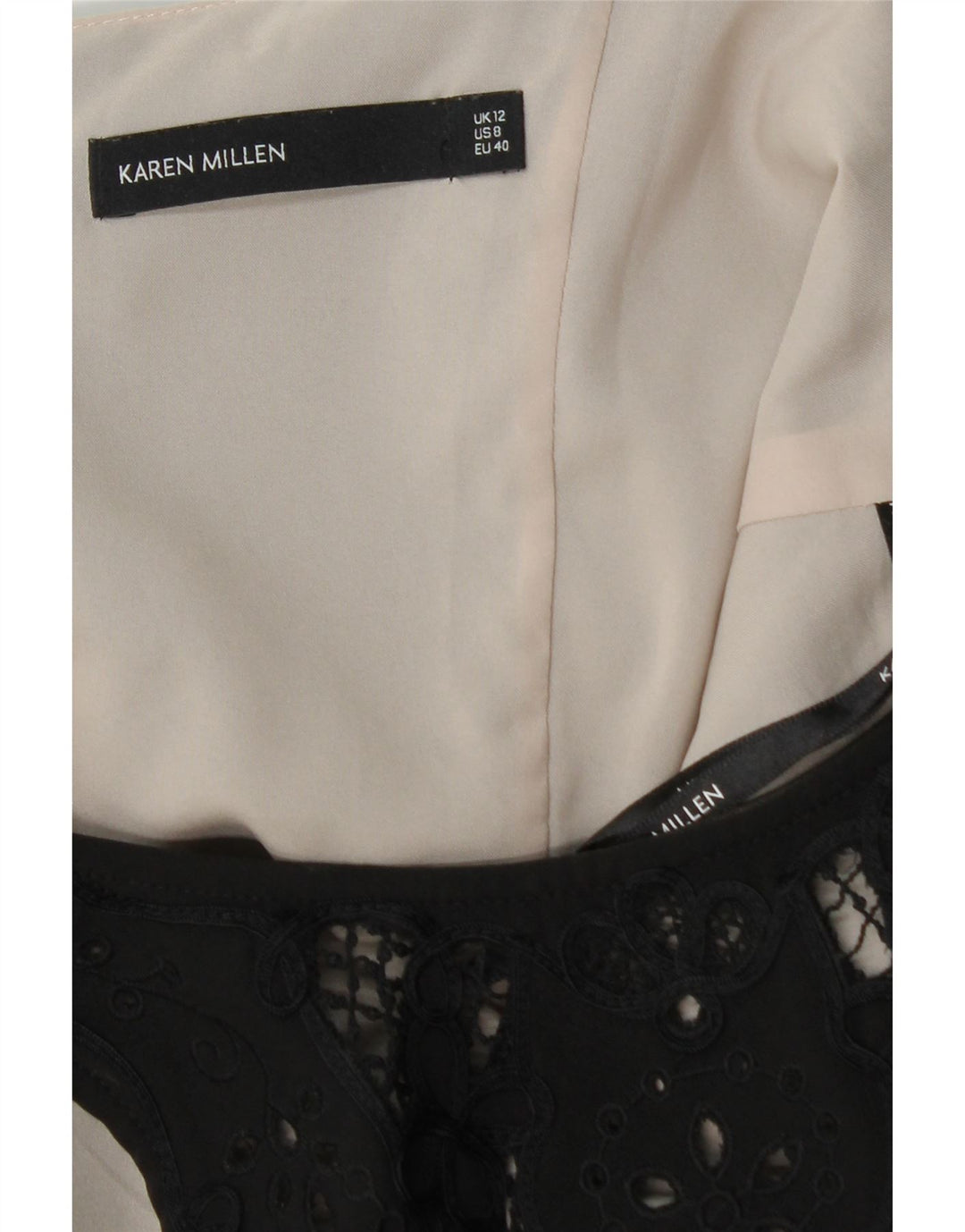 KAREN MILLEN Dame Ærmeløs Bodycon Kjole UK 12 Medium Sort Polyester